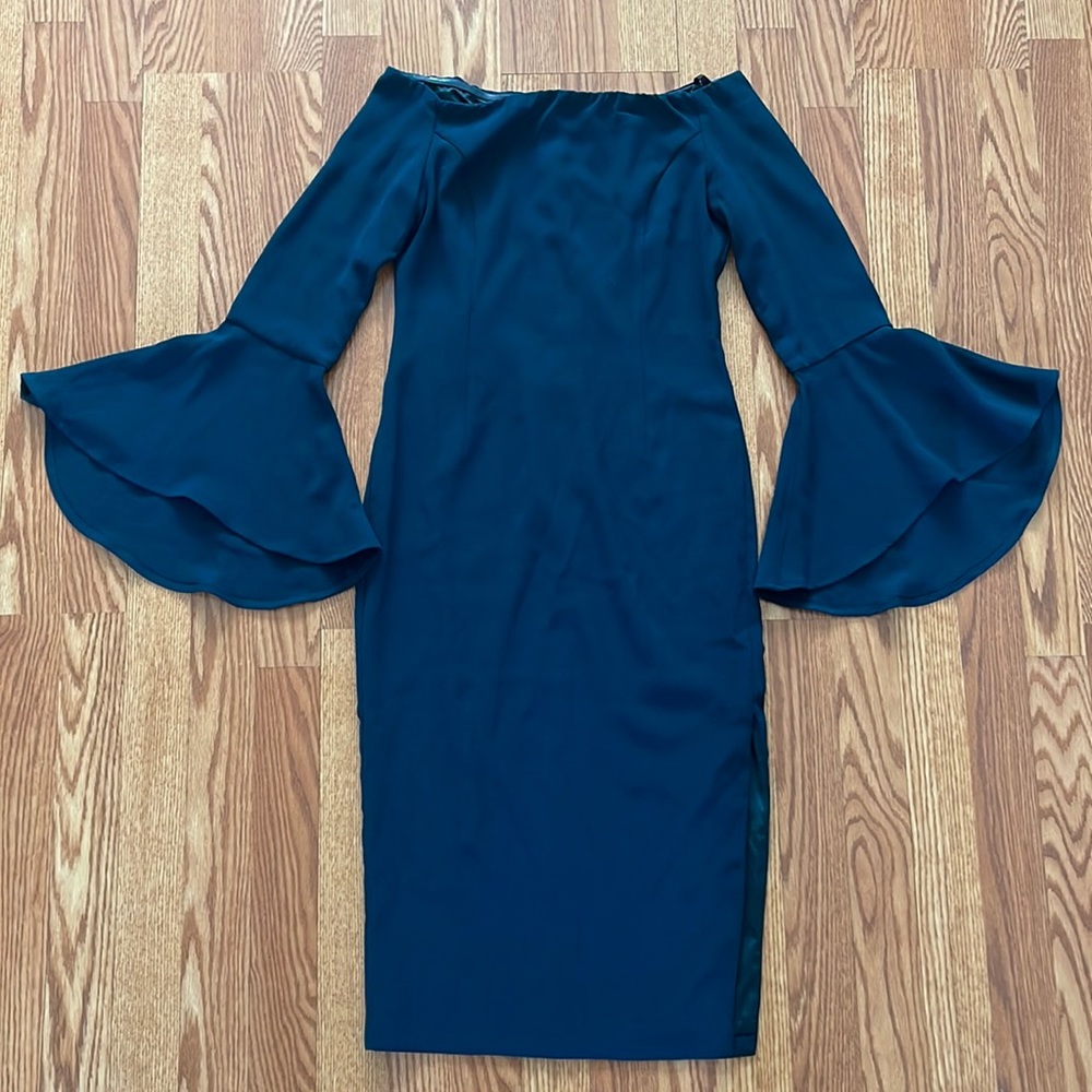 Bardot Solange Off the Shoulder - green/teal, size US 4/Xs